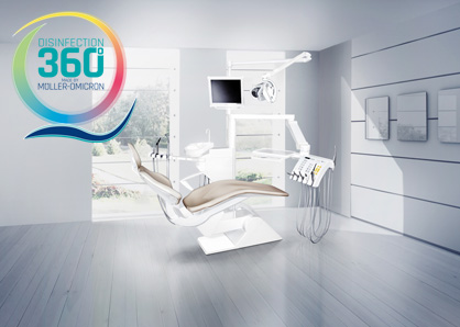 Dental chair with disinfection 360 ° logo Dental chair with disinfection 360 ° logo
